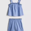 1,5–9 år | Sæt med bluse og shorts i krøllet tekstur
