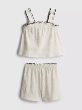 1,5–9 år | Sæt med bluse og shorts i krøllet tekstur