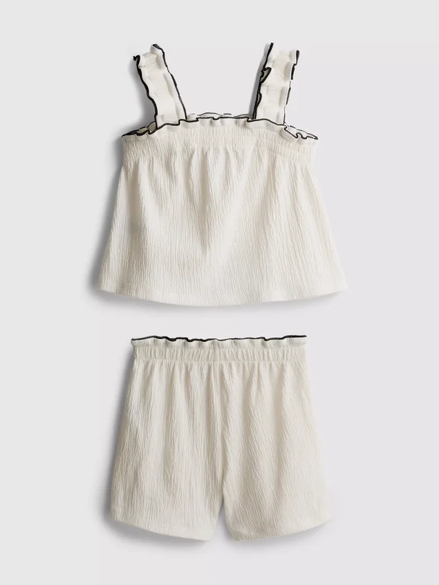 1,5–9 år | Sæt med bluse og shorts i krøllet tekstur