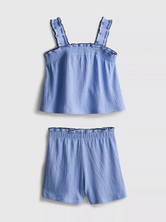 1,5–9 år | Sæt med bluse og shorts i krøllet tekstur