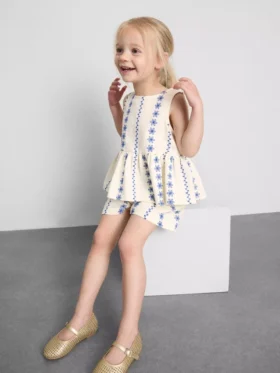1,5–9 år | sæt med broderet bluse og Shorts