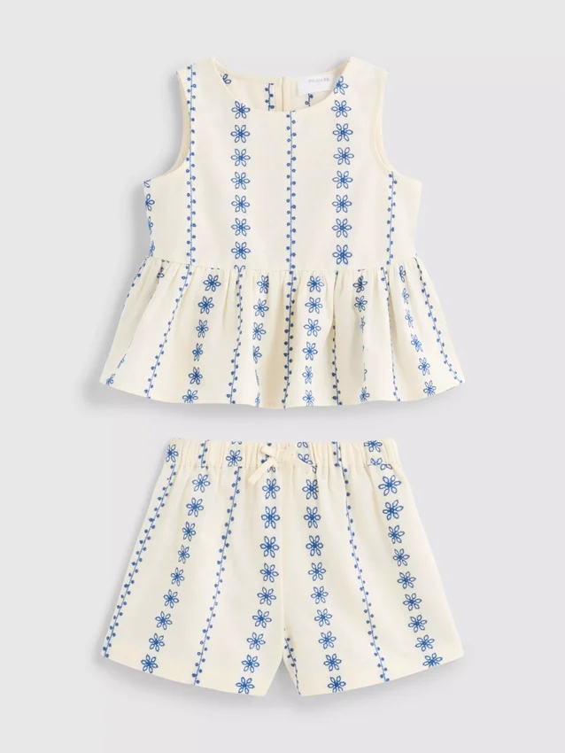 1,5–9 år | sæt med broderet bluse og Shorts