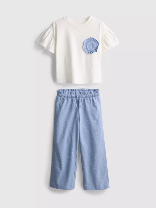 1,5–9 år | sæt med T-shirt med flæser og bukser