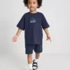 1,5–9 år | T-shirt og shorts-sæt med tropisk grafisk flokket mønster