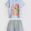 1–9 år | Disney-prinsesser-sæt med T-shirt og tutu-nederdel