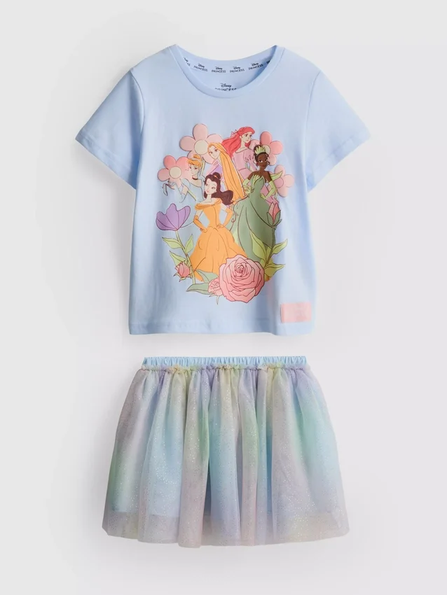 1–9 år | Disney-prinsesser-sæt med T-shirt og tutu-nederdel