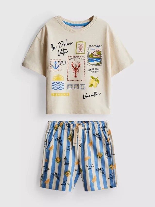 1–9 år | Dolce Vita-sæt med T-shirt med grafisk print og Shorts