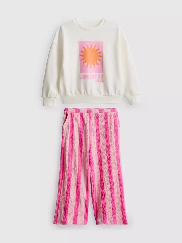1–9 år | sæt bestående af sweatshirt og bukser med krøllet struktur