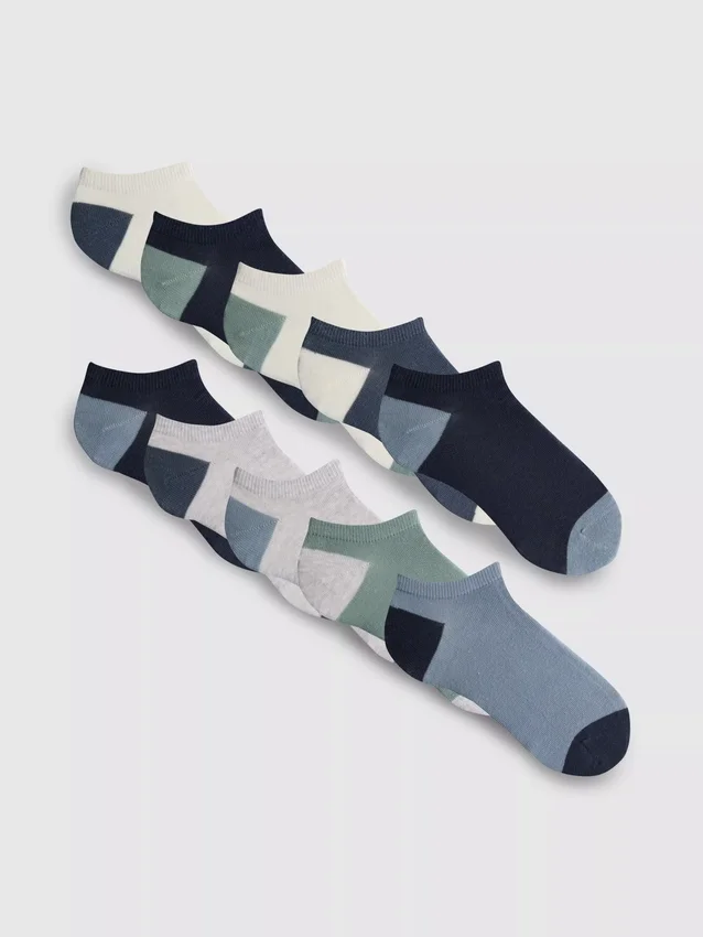 10-pak sneaker-strømper med flade sømme