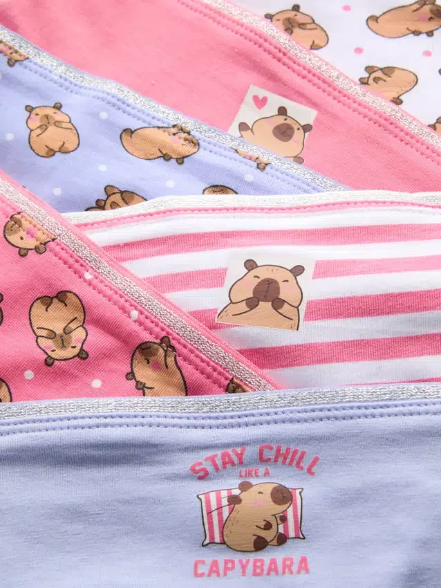 2–15 år | 6-pak hipster-underbukser med capybara-motiv