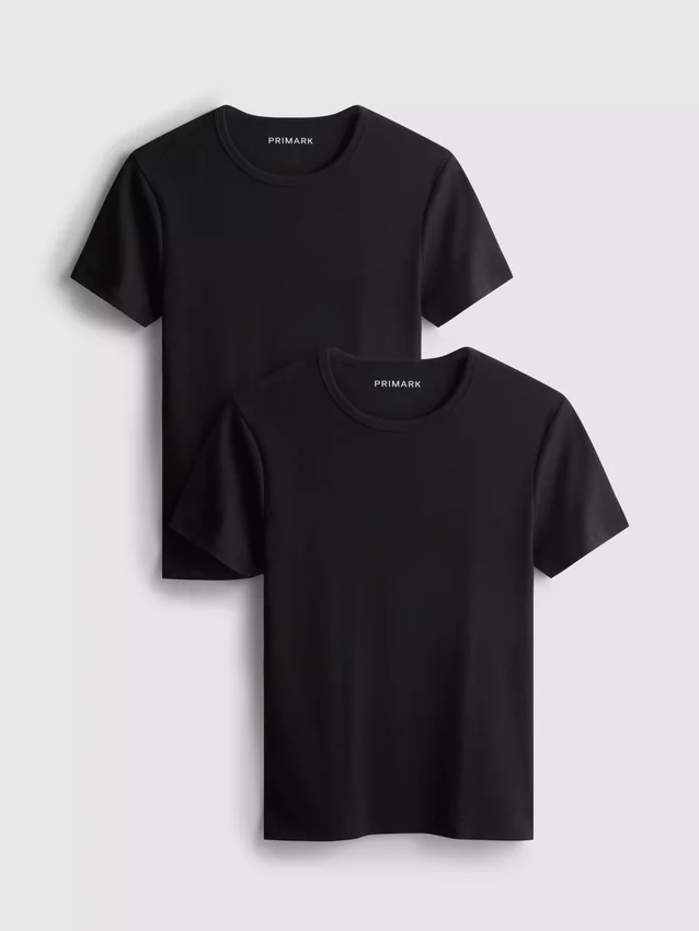 2-pak kortærmet ribbet T-shirt