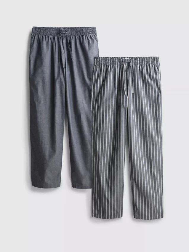 2-pak poplin-pyjamasserbukser