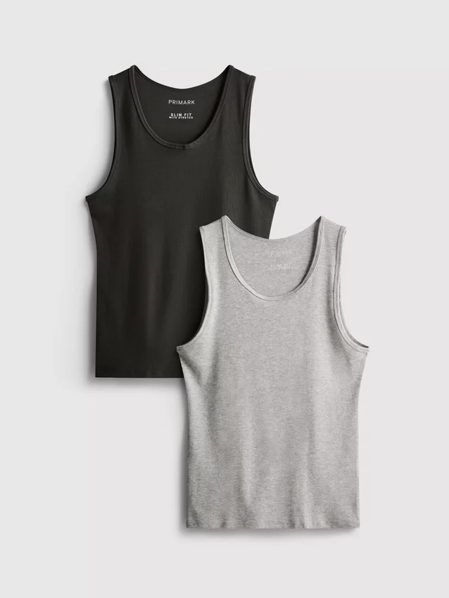 2-pak ribstrikkede tanktoppe