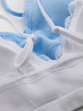 2-pak sømløs bralette med blonderkant