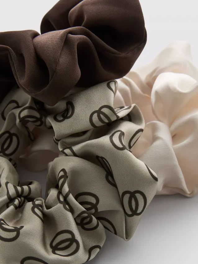 3-pak med forskellige scrunchies