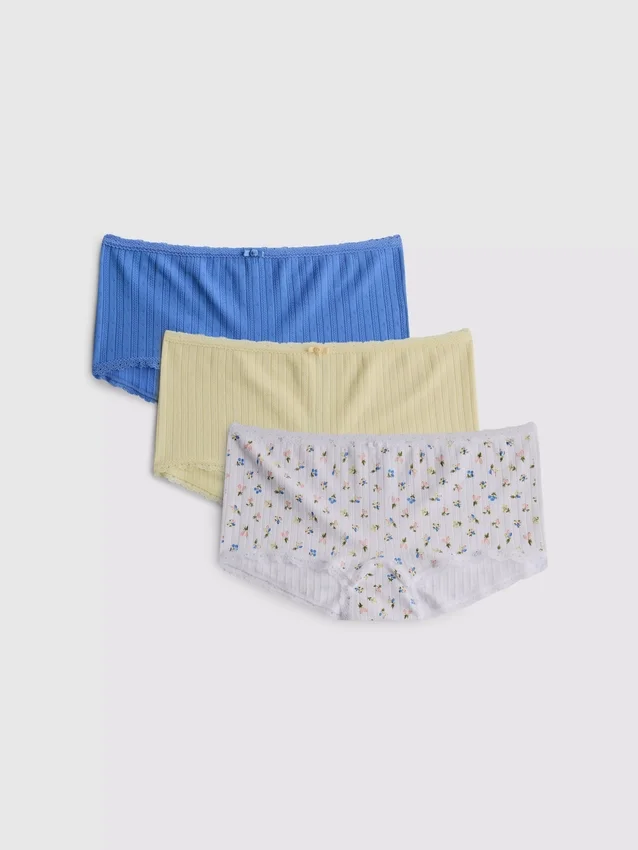 3-pak pointelle mini-boyshorts