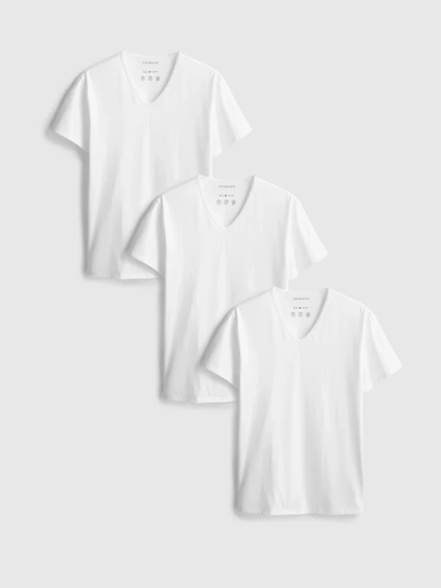 3-pak T-shirts med V-udskæring