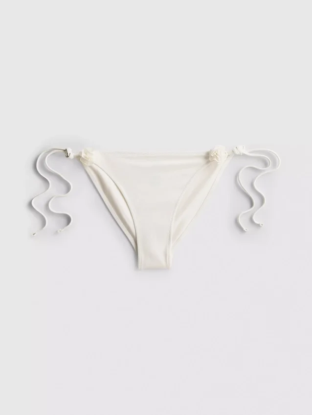 3D-blomstermønstrede bikinibukser med bindebånd i siden