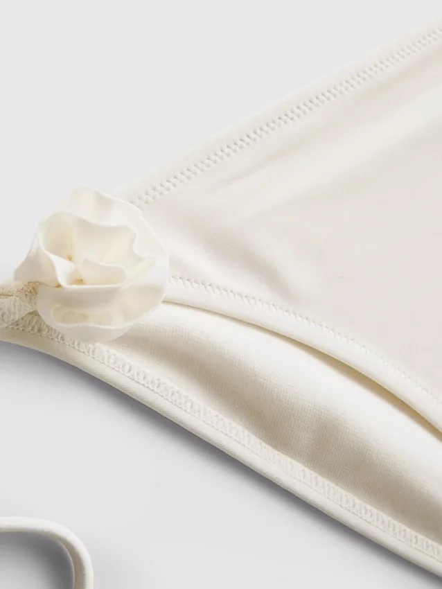 3D-blomstermønstrede bikinibukser med bindebånd i siden