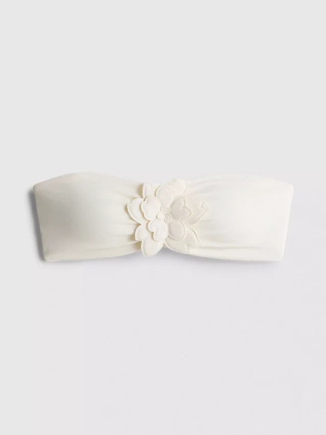 3D-blomstret bandeau-bikinitop