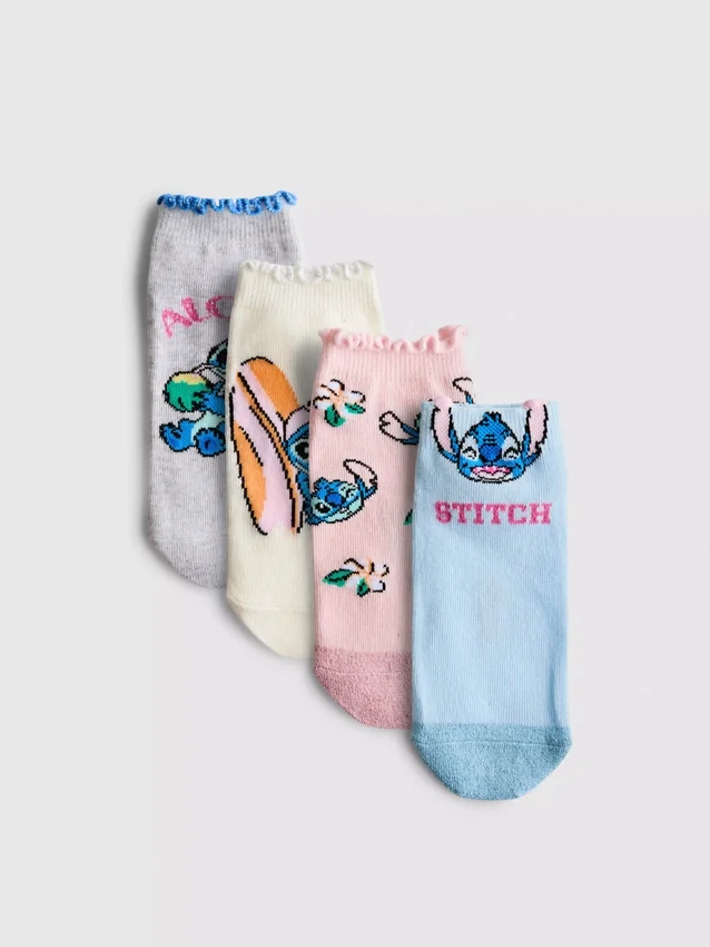 4-pak Disney Stitch-sneakerstrømper