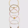 5-pak med Disney Winnie the Pooh-armbånd med perler og figurcharms