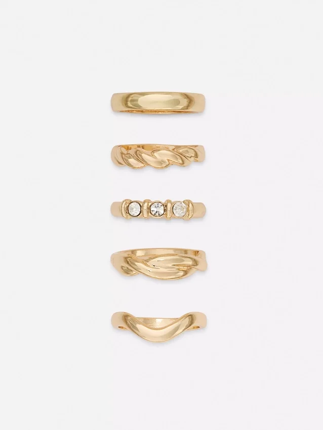 5-pak med ringe i forskellige designs