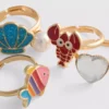 5-pak med ringe med havmotiver