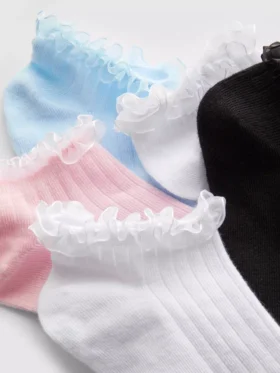 5-pak sneaker-strømper med tylkant