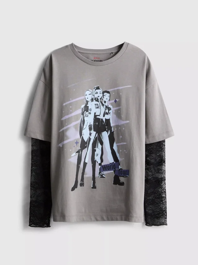 6–15 år | K-pop Demon Hunters langærmet T-shirt med blonder