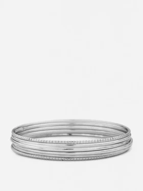 6-pak armbånd i poleret metal