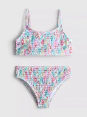 7-15 år | bikini med blomsterprint og rynket top