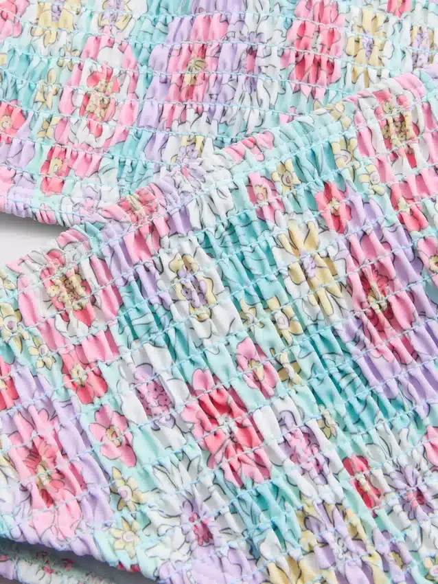 7-15 år | bikini med blomsterprint og rynket top