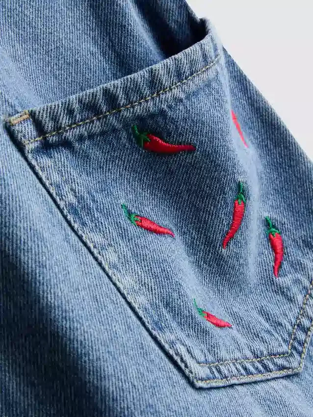 7–15 år | broderede denim-overalls
