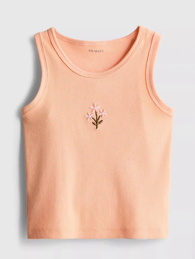 7–15 år | broderet ribbet tanktop