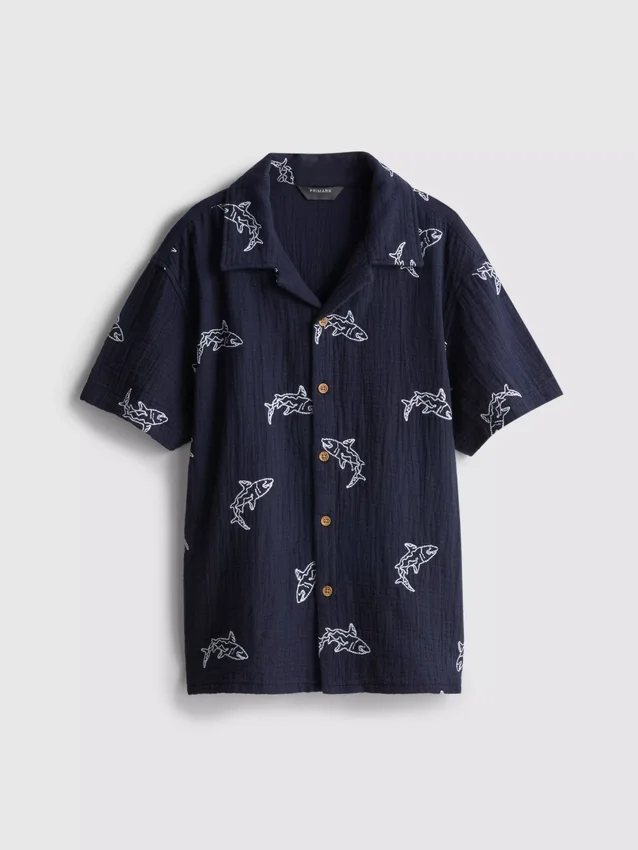 7–15 år | broderet skjorte med knapper