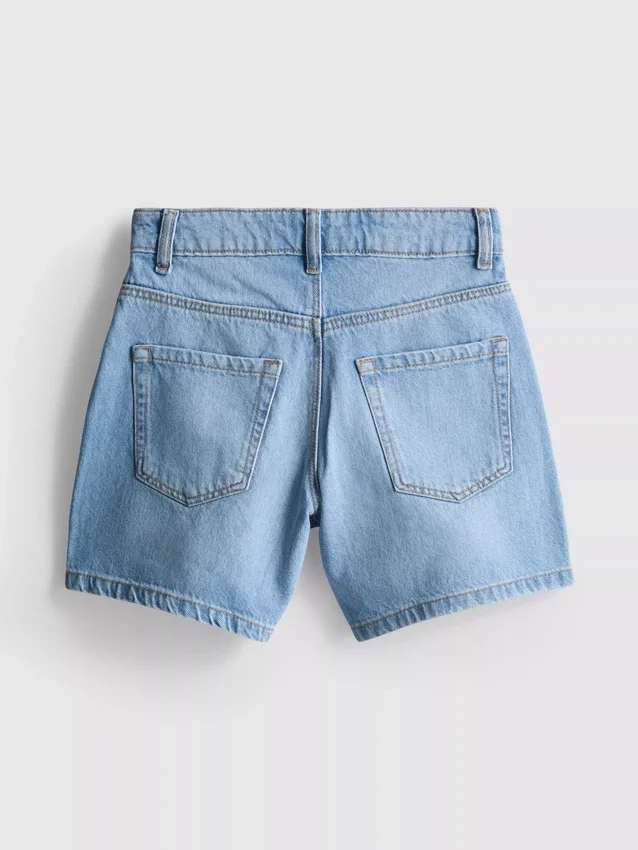7–15 år | denimshorts med strass-sløjfe