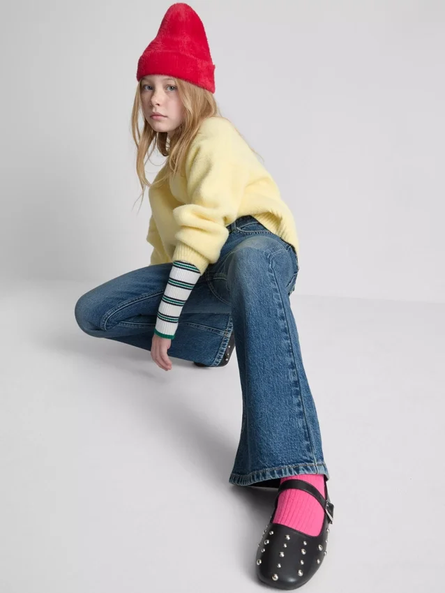 7–15 år | flare-jeans med bælte