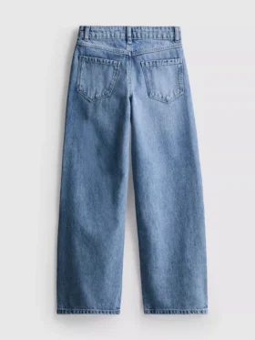 7–15 år | Jeans med brede ben og broderet blomsterbue