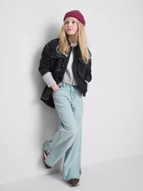 7–15 år | Jeans med slids i sømmen og brede ben