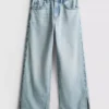 7–15 år | Jeans med slids i sømmen og brede ben