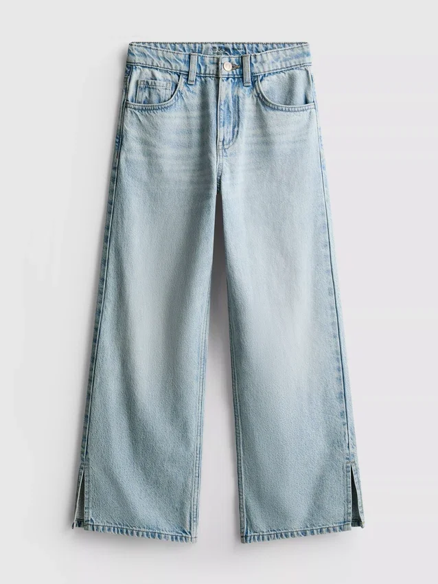 7–15 år | Jeans med slids i sømmen og brede ben