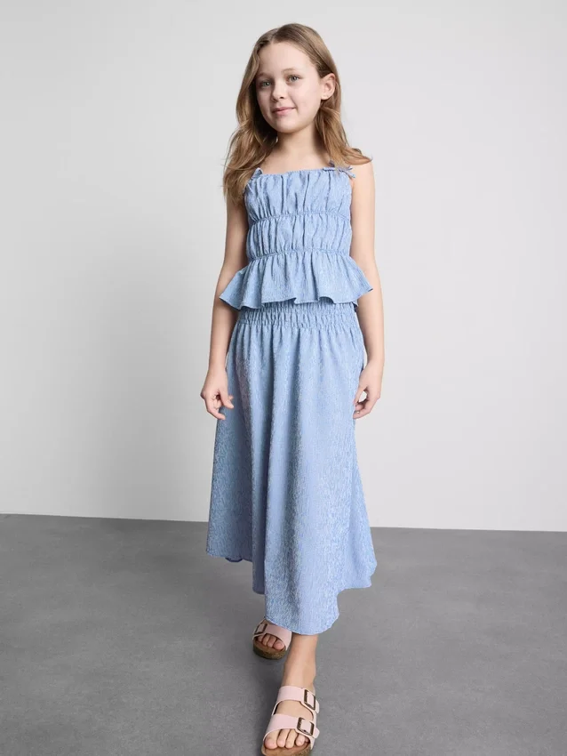 7–15 år | midi-nederdel i gingham-tern
