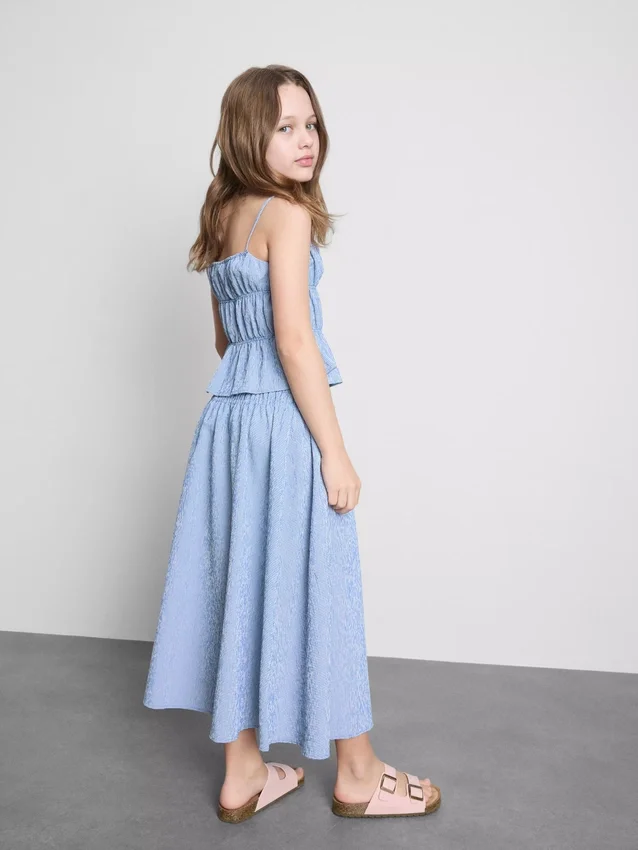 7–15 år | midi-nederdel i gingham-tern