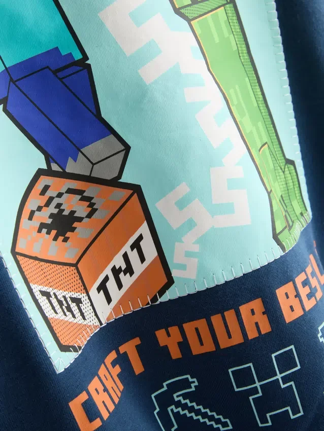 7–15 år | Minecraft-hættetrøje med grafisk motiv i bomuldsrigt materiale