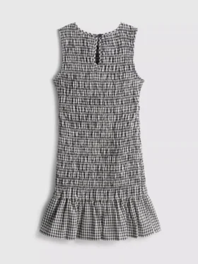 7-15 år | rynket, ærmeløs kjole i gingham