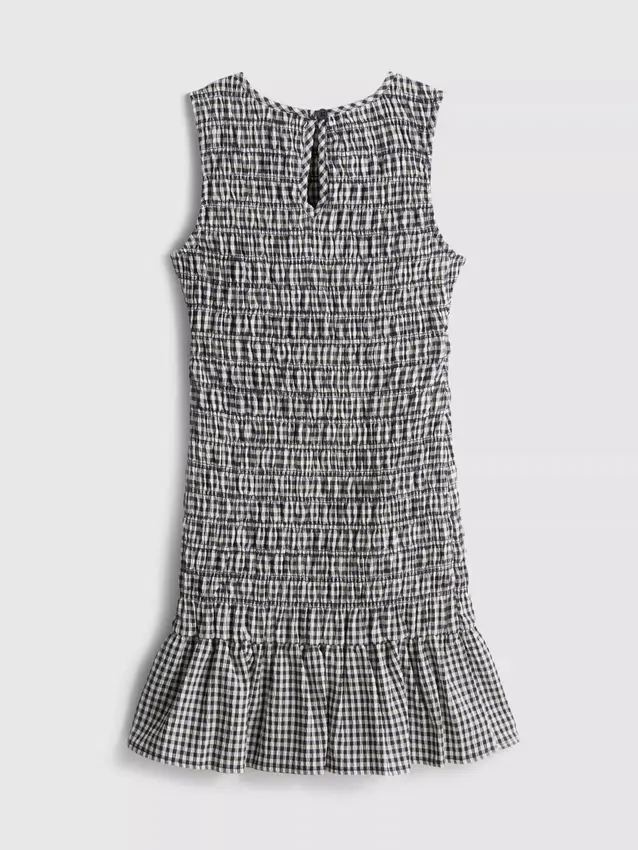 7-15 år | rynket, ærmeløs kjole i gingham