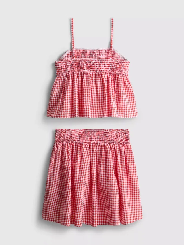 7–15 år | Sæt med gingham-bluse og nederdel