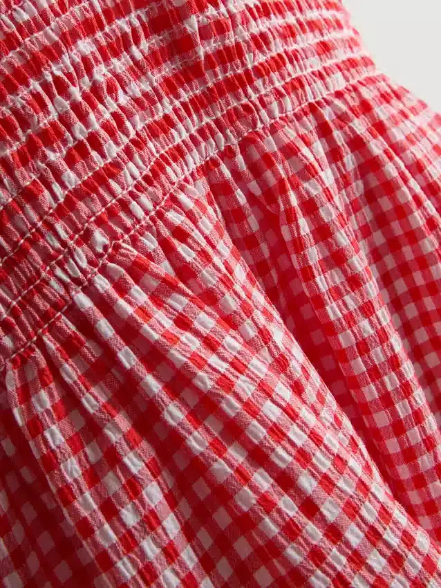 7–15 år | Sæt med gingham-bluse og nederdel