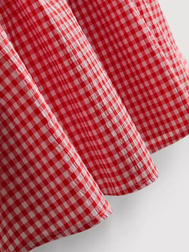 7–15 år | Sæt med gingham-bluse og nederdel